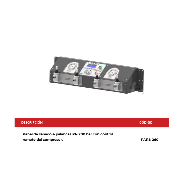 Filling panel with 4-levers PN200 bar for hoses with remote controller